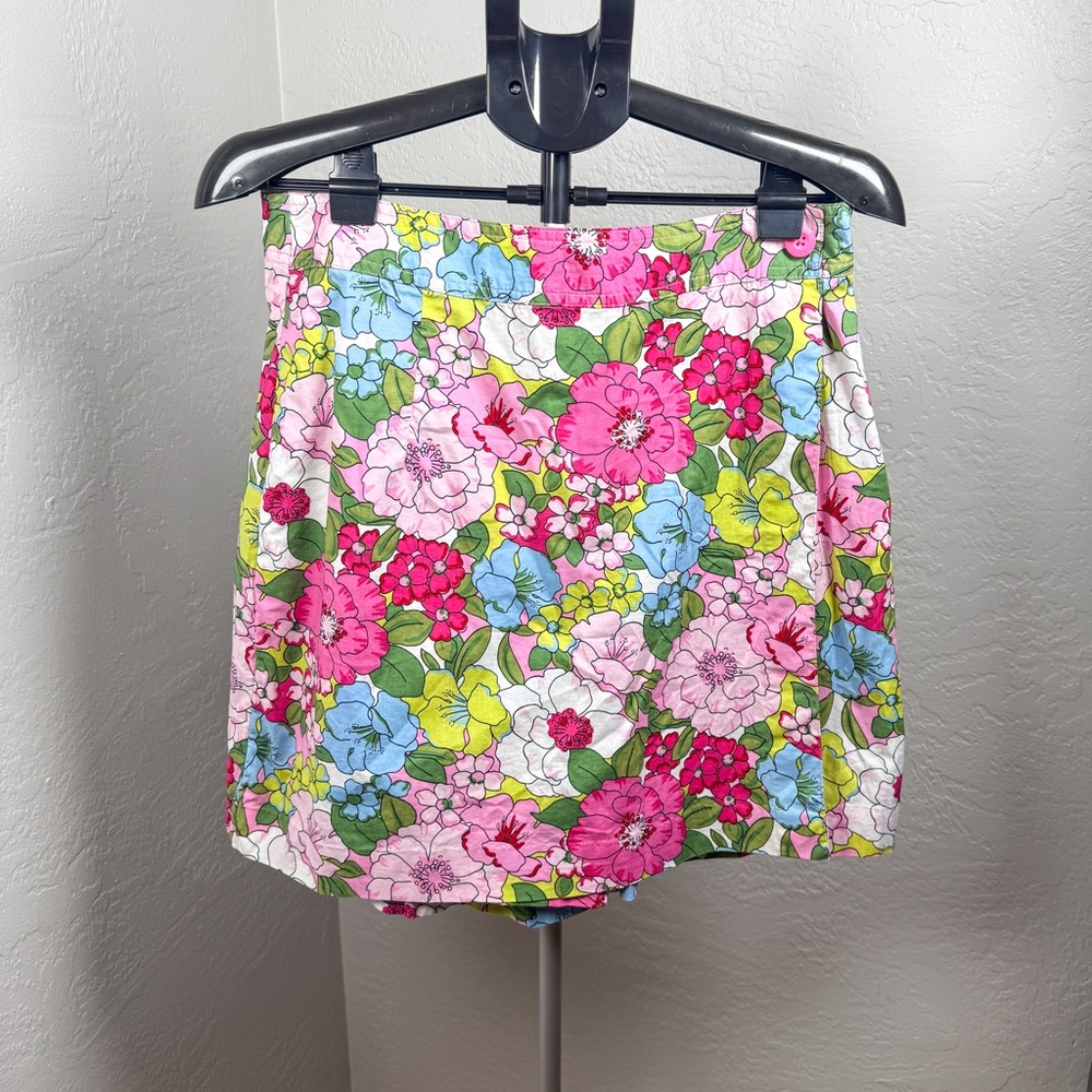 White Stag Bright Floral Cotton Stretch Zippered Front Skort Size 12